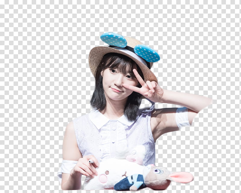 RENDER  S BINNIE OH MY GIRL, smiling woman doing peace sign transparent background PNG clipart