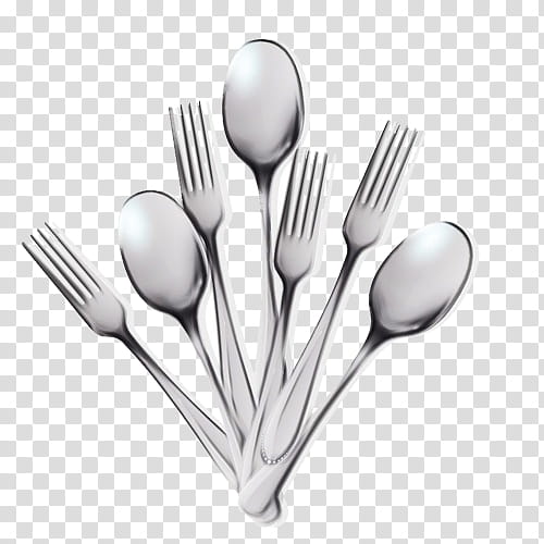 cutlery spoon tableware fork kitchen utensil, Watercolor, Paint, Wet Ink, Dishware, Table Knife, Household Silver, Plate transparent background PNG clipart