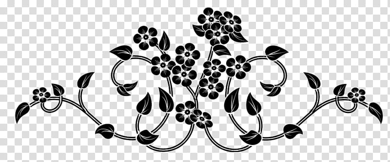 Flowers Decorative Brushes, black flower border transparent background PNG clipart