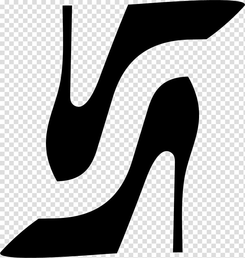high heels footwear black-and-white shoe, Blackandwhite, Line, Logo transparent background PNG clipart