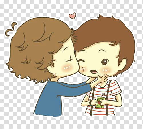 One Direction Caricaturas , girl kissing boy illustration transparent background PNG clipart