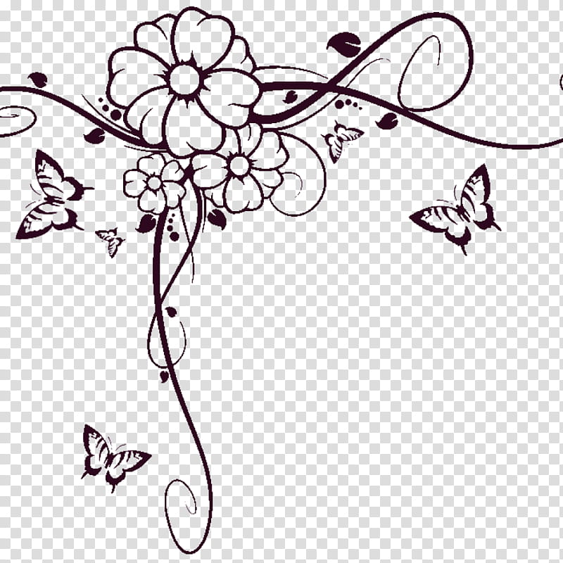 Flower Border Drawing | Design Bundles