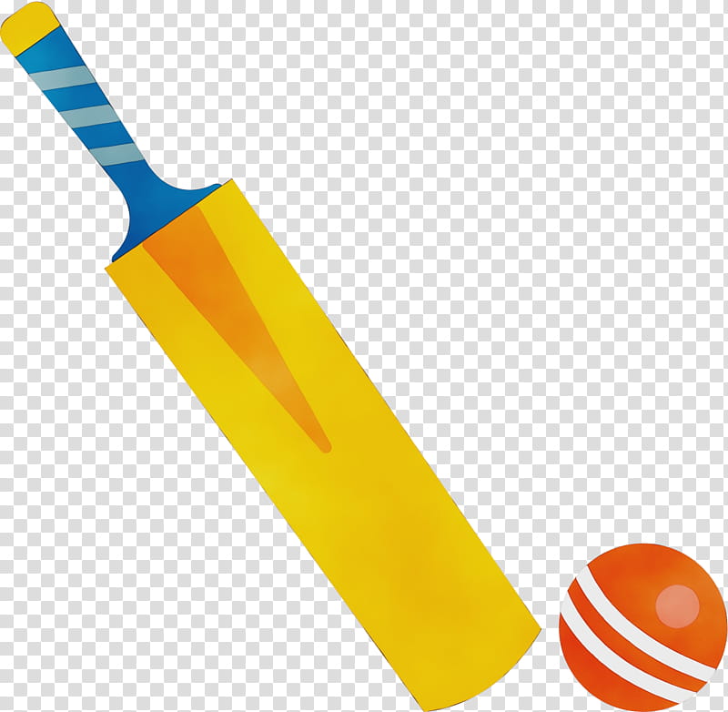 Bat, Watercolor, Paint, Wet Ink, Yellow, Line, Cricket Bat transparent background PNG clipart