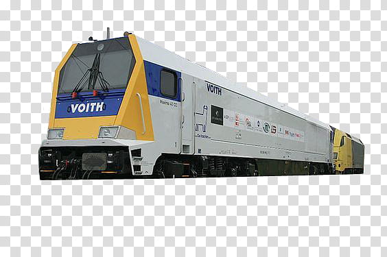 Transportation, white and yellow Voith train transparent background PNG clipart