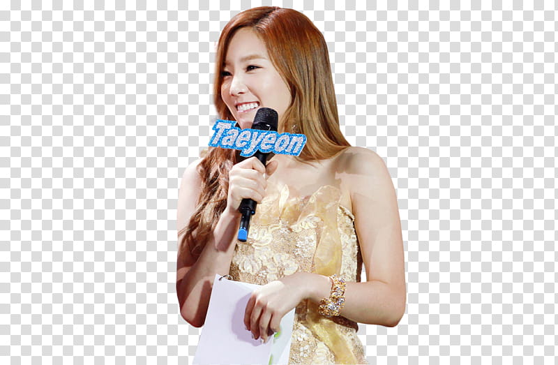 RENDER Kim Taeyeon SNSD, woman holding microphone transparent background PNG clipart