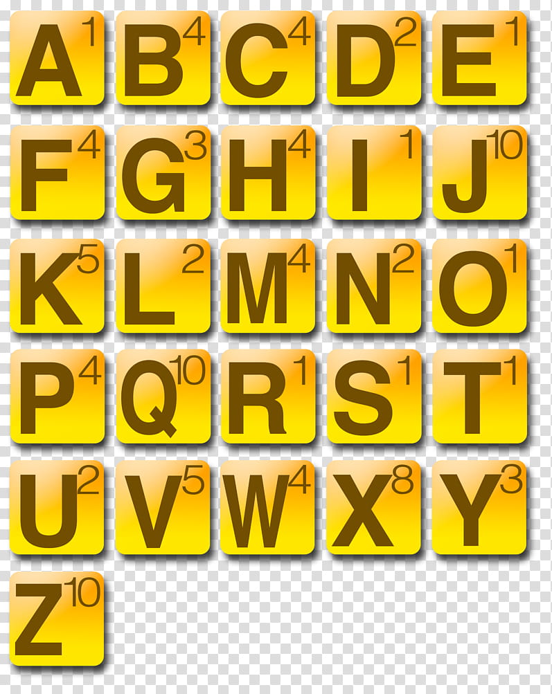 Letter Tiles, yellow and brown alphabet illustration transparent background PNG clipart