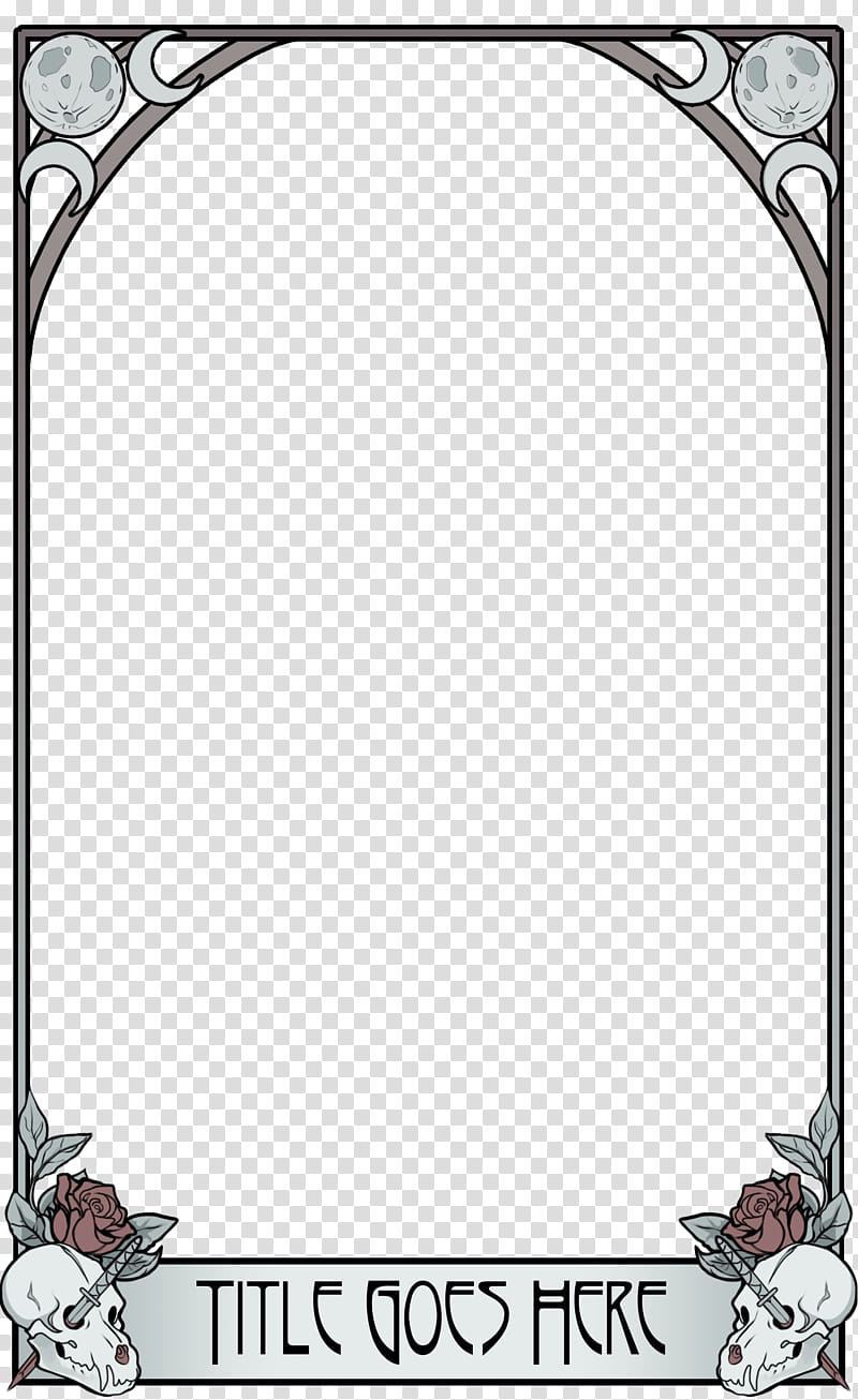 Tarot Template Silver and Bone, gray and black border transparent background PNG clipart