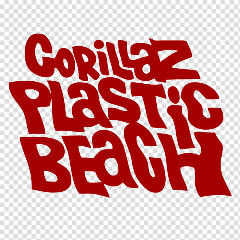 Gorillaz Plastic Beach Logo Render, red Gorillaz Plastic Beach text transparent background PNG clipart