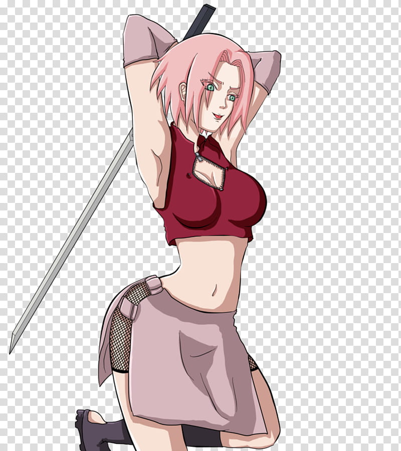 Sakura with Kusanagi, Naruto Shippuden Sakura holding sword transparent background PNG clipart