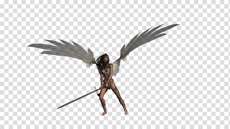 Angel , female winged swordsman transparent background PNG clipart