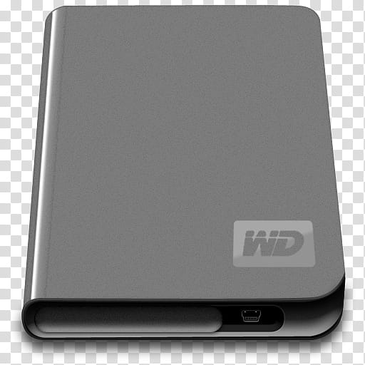 WD My Passport Essentials Icon, WD My Passport Silver, gray Western Digital external hard drive transparent background PNG clipart
