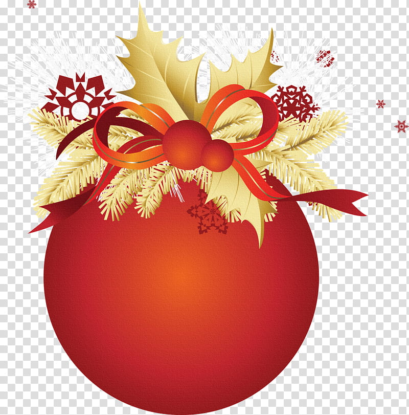 Merry, red and gold Christmas bauble art transparent background PNG clipart