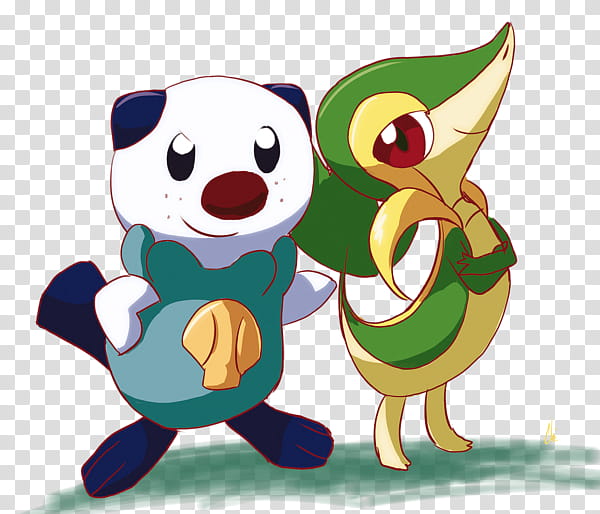 Oshawott and Snivy, two animal illustrations transparent background PNG clipart