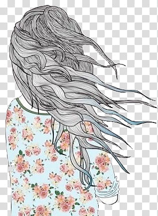 Girls , drawing of woman wearing floral top transparent background PNG clipart