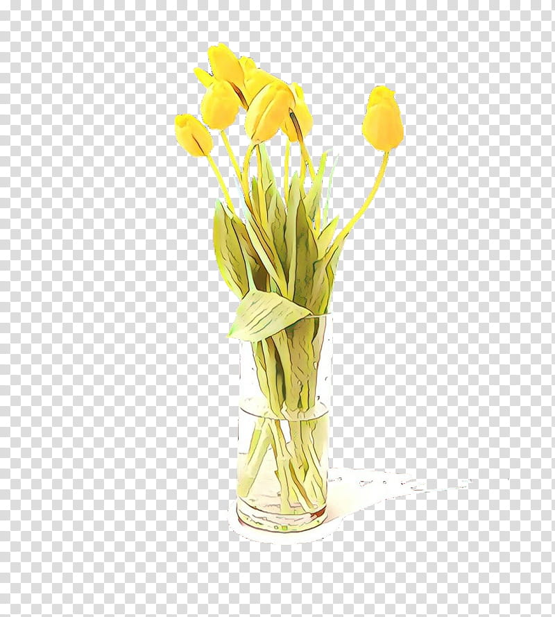 Artificial flower, Cartoon, Yellow, Cut Flowers, Vase, Plant, Tulip, Flowering Plant transparent background PNG clipart