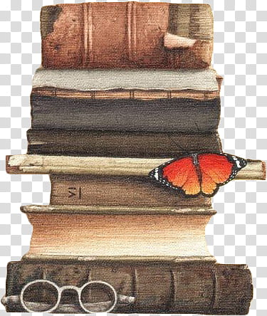 illustration of butterfly on pile of books transparent background PNG clipart