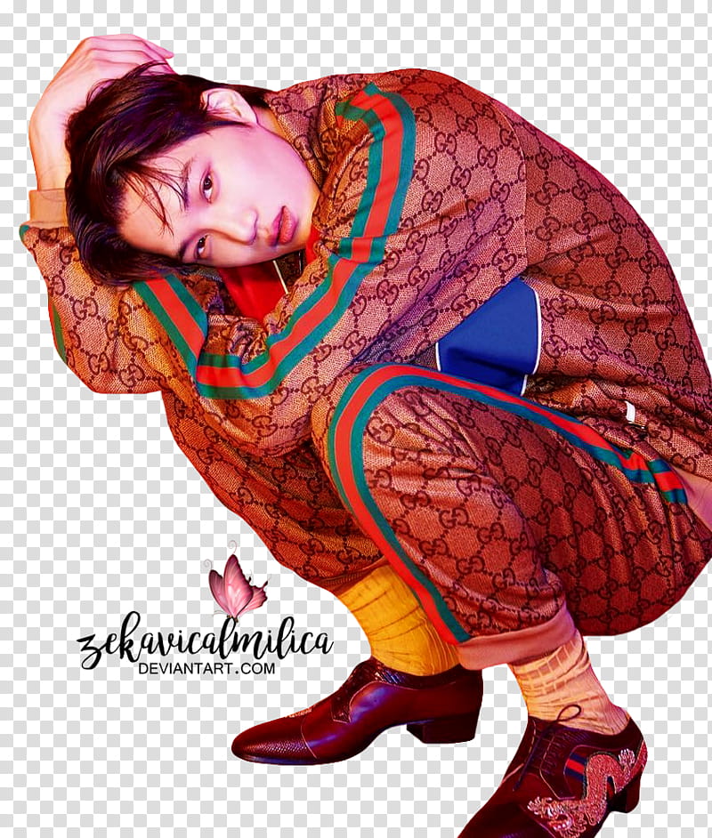 EXO Kai GQ, man in Gucci outfit docking transparent background PNG clipart