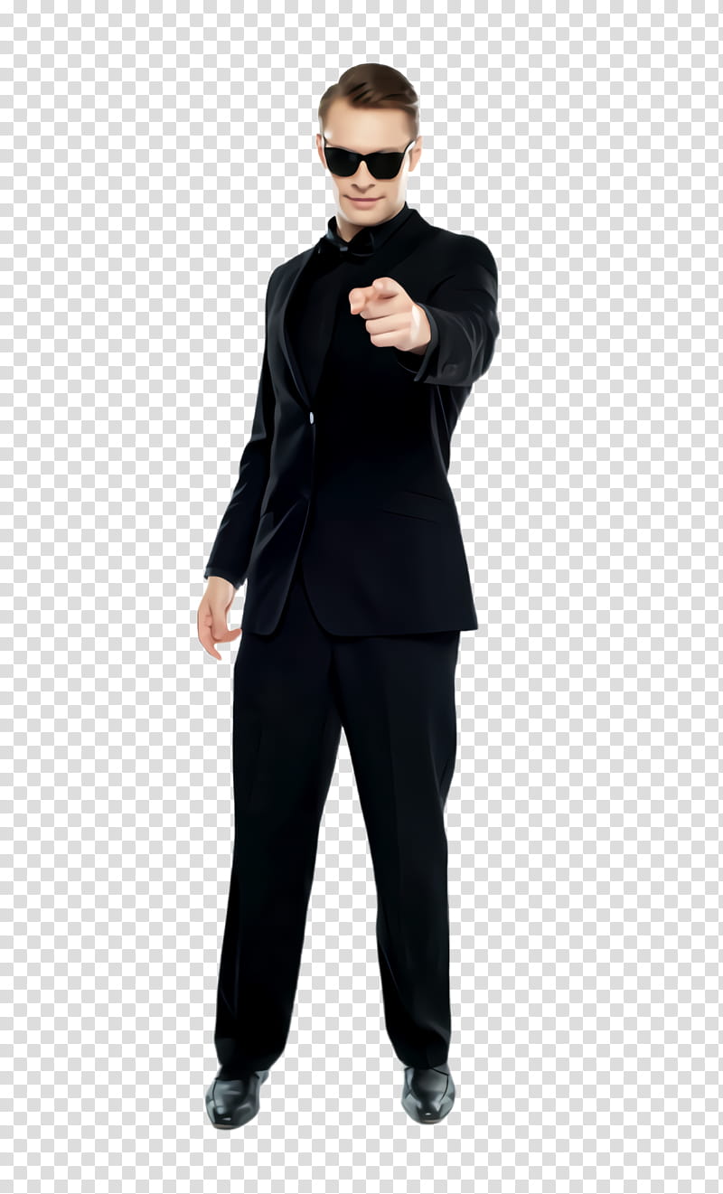 clothing black eyewear suit standing, Formal Wear, Fashion, Outerwear, Trousers, Male transparent background PNG clipart