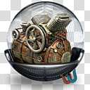 Sphere   , orange and grey metal engine art transparent background PNG clipart