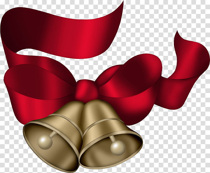 Red Christmas Ribbon, Red Ribbon, Bell, Christmas Day transparent background PNG clipart