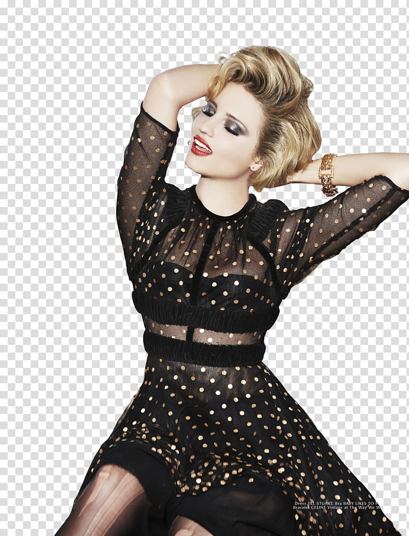 Dianna A Galore, woman wearing black and white polka dot see-through dress transparent background PNG clipart