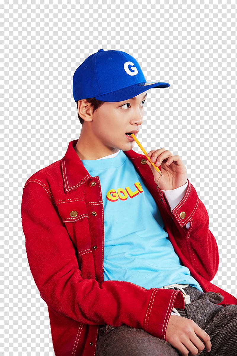 Haechan NCT DREAM , man eating pencil transparent background PNG clipart