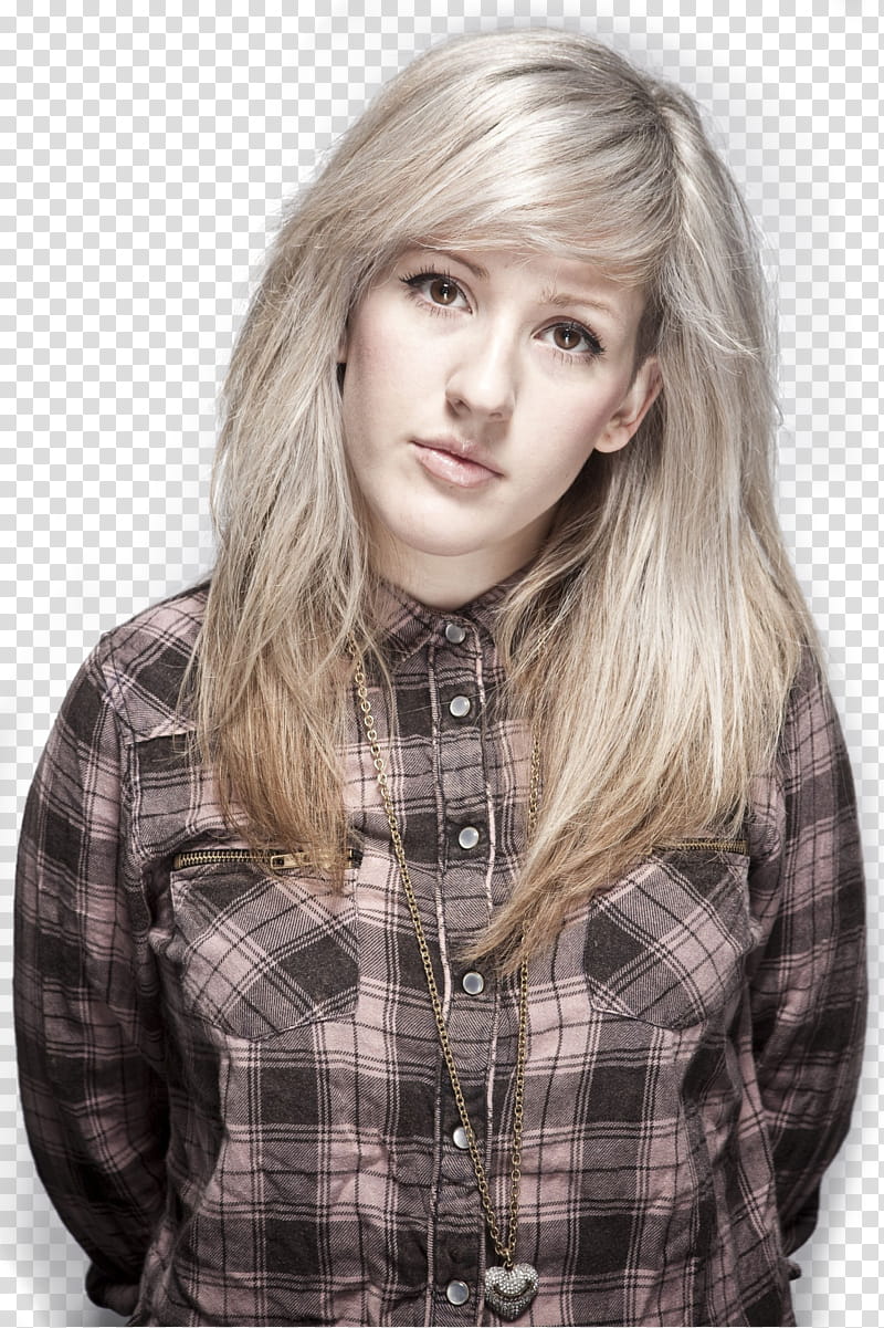 Ellie Goulding, woman wearing black and gray plaid sport shirt transparent background PNG clipart
