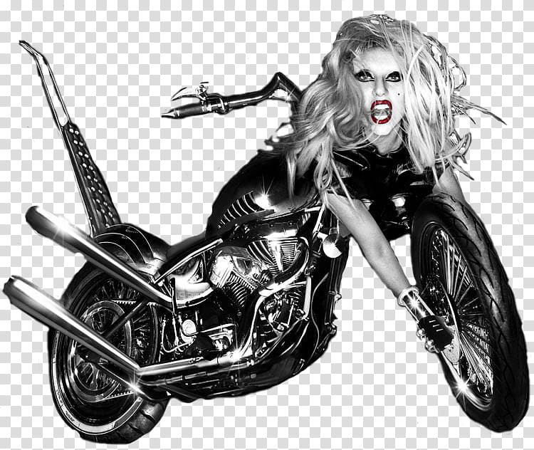 Lady Gaga Born This Way, Lady Gaga on black motorcycle transparent background PNG clipart