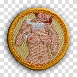 , woman showing boots embroidered patch transparent background PNG clipart