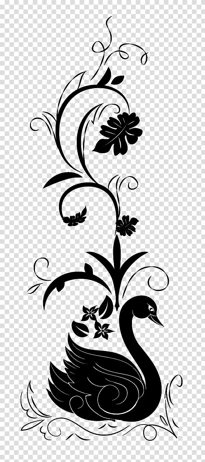 black swan and flower text transparent background PNG clipart