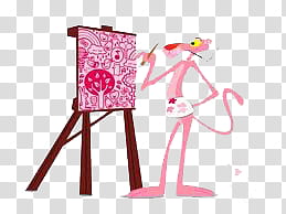 Todo Un Pooco, Pink Panther painting on canvas art transparent background PNG clipart