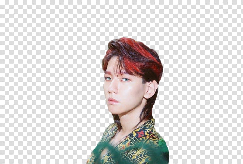 Baekhyun EXO The War Ko Ko Bop S, man wearing green and multicolored top transparent background PNG clipart