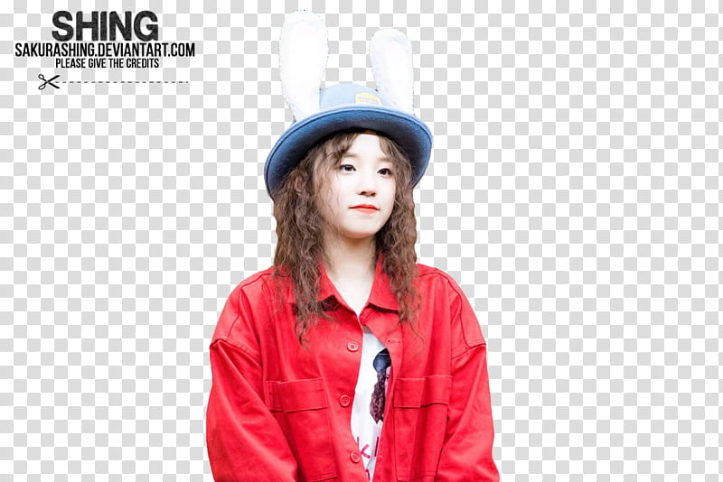 Yuqi G I DLE, woman wearing rabbit hat transparent background PNG clipart
