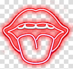 Neon Lights Set, red and white mouth illustration transparent background PNG clipart