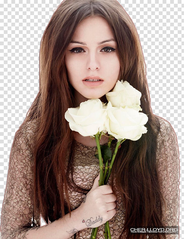 Cher lloyd, woman holding white roses transparent background PNG clipart