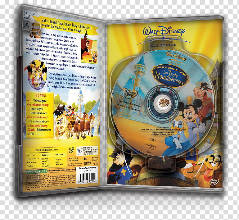 DvD Case Icon Special , Mickey, Donald et Dingo Les  Mousquetaires DvD Case Open transparent background PNG clipart