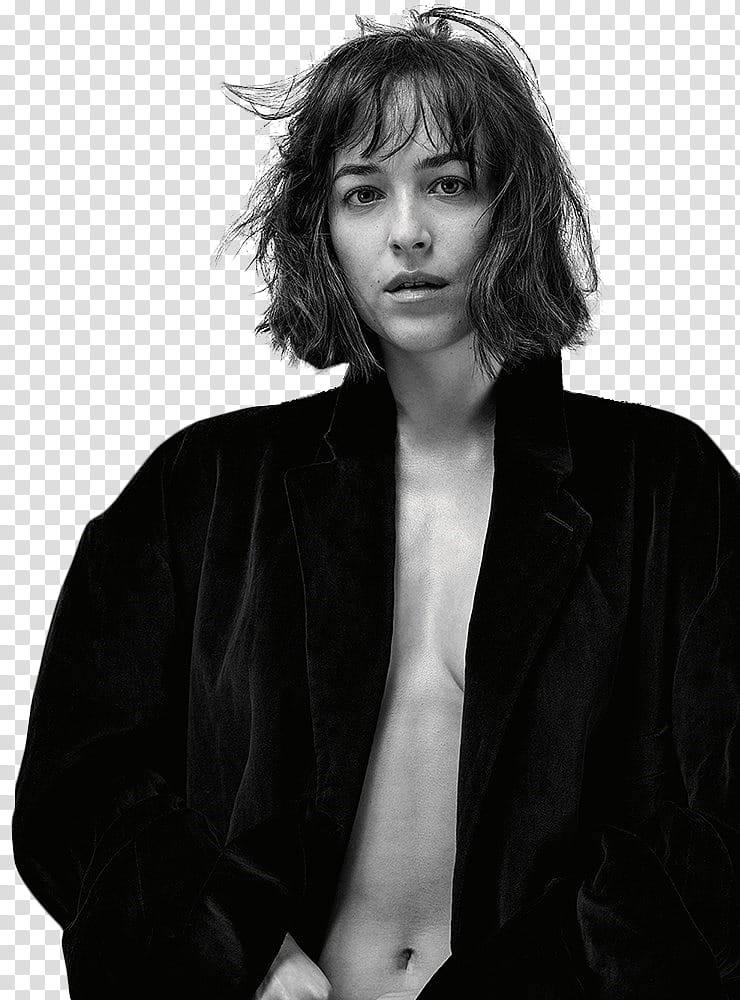 Dakota Johnson , grayscale of short haired woman wearing robe transparent background PNG clipart