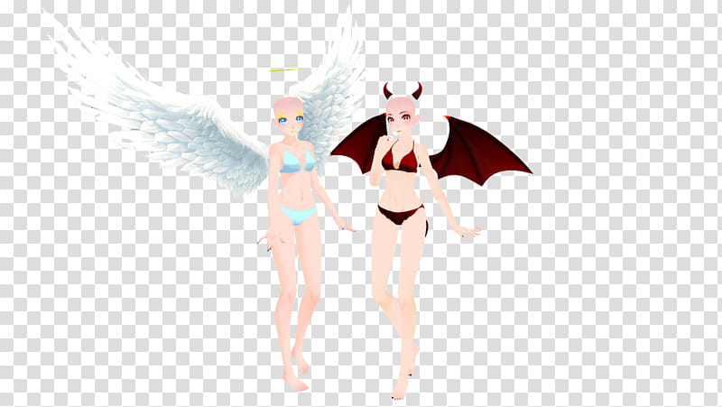.:MMD TDA female angel and devil base DL:. transparent background PNG clipart