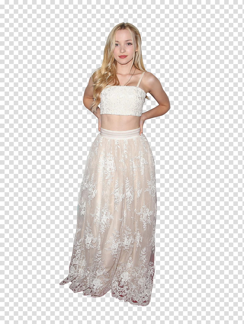 Dove Cameron , women's white sleeveless maxi dress transparent background PNG clipart