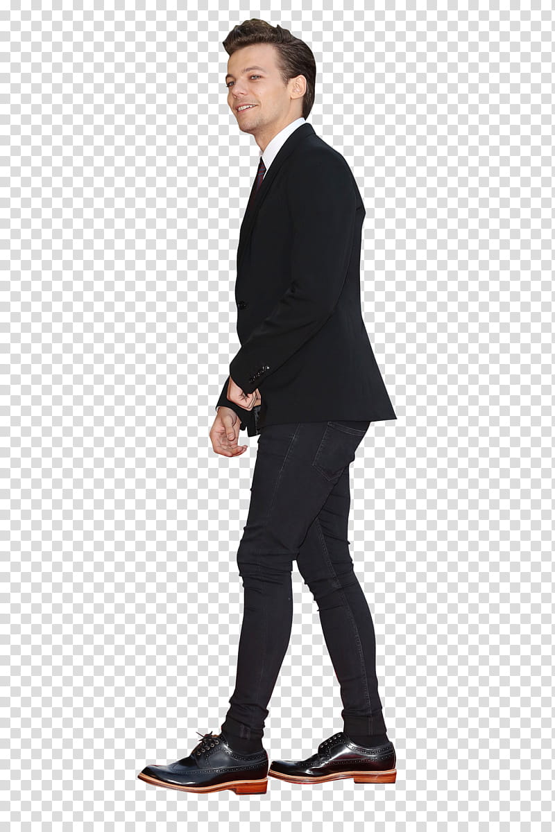 Louis Tomlinson , man wearing black suit jacket transparent background PNG clipart