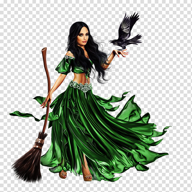 Halloween Cartoon Character, Witchcraft, Magica De Spell, Drawing, Artist, Halloween , Green, Feather transparent background PNG clipart