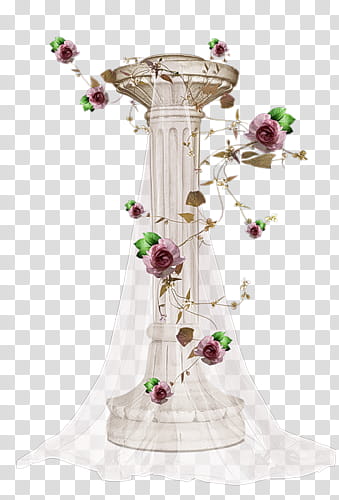 NATURE COLLECT, gray pillar with flowers transparent background PNG clipart