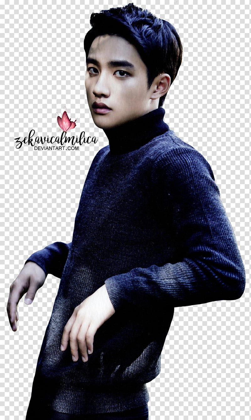 EXO D O  Season Greetings, man in blue and black turtleneck sweater transparent background PNG clipart