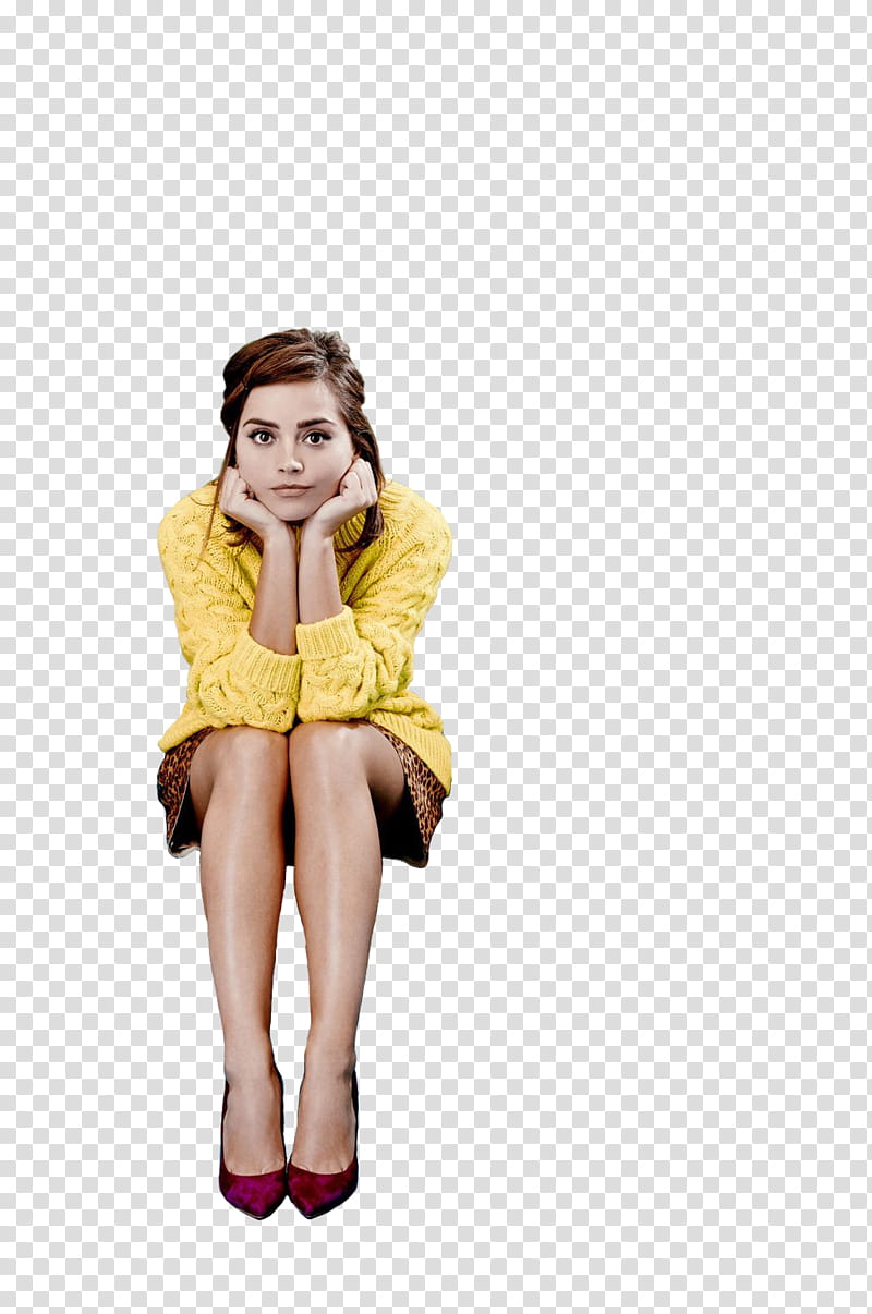 Jenna Coleman Fashion s, woman in yellow sweater transparent background PNG clipart
