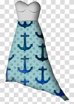 Prendas para tus dolls, women's blue and white anchor print dress transparent background PNG clipart