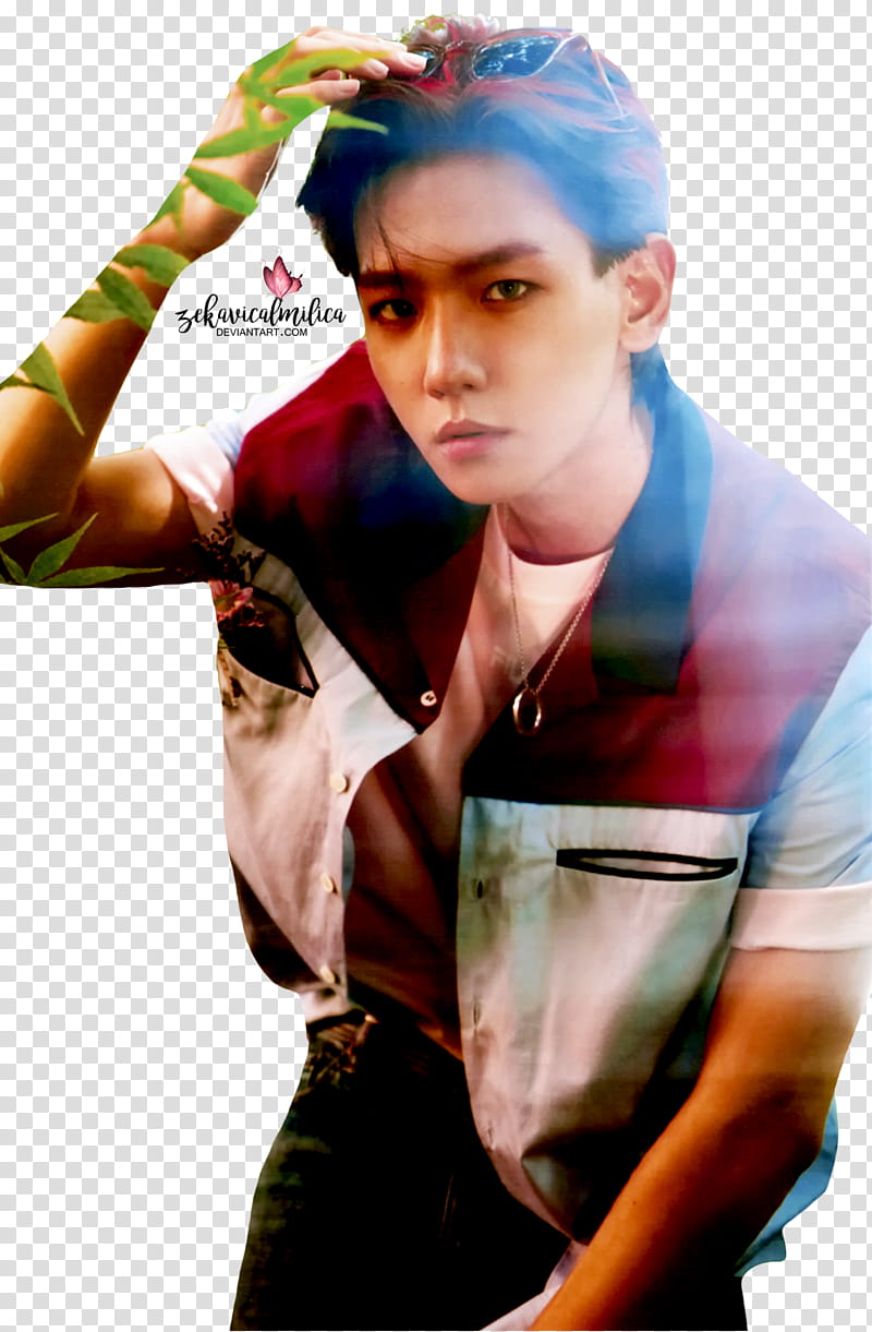 EXO Baekhyun The War, man wearing red and white button-up shirt transparent background PNG clipart
