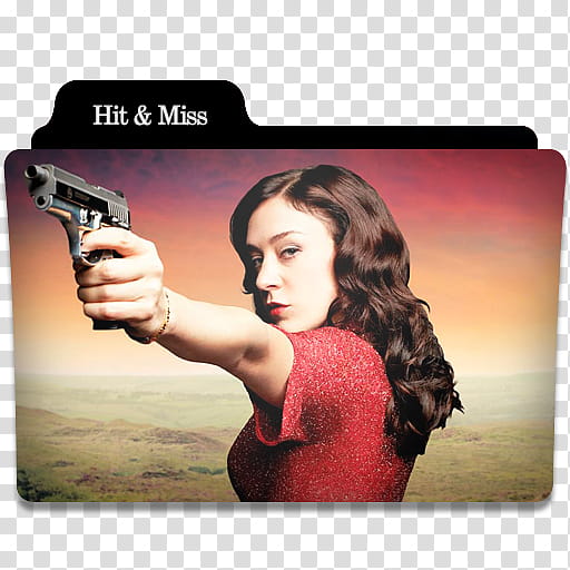 Summer Season Folders, woman wearing red shirt holding semi-automatic pistol transparent background PNG clipart