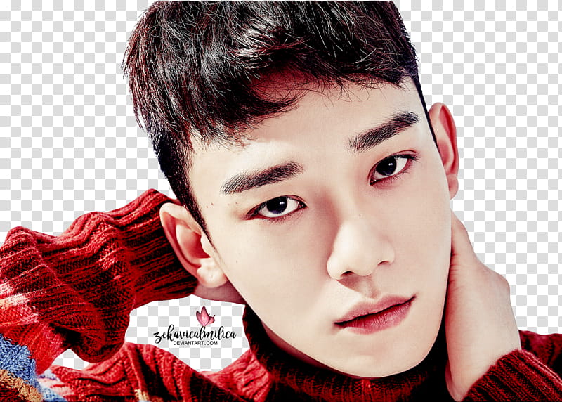 EXO Chen  Season Greetings, male South Korean singer in red sweater transparent background PNG clipart