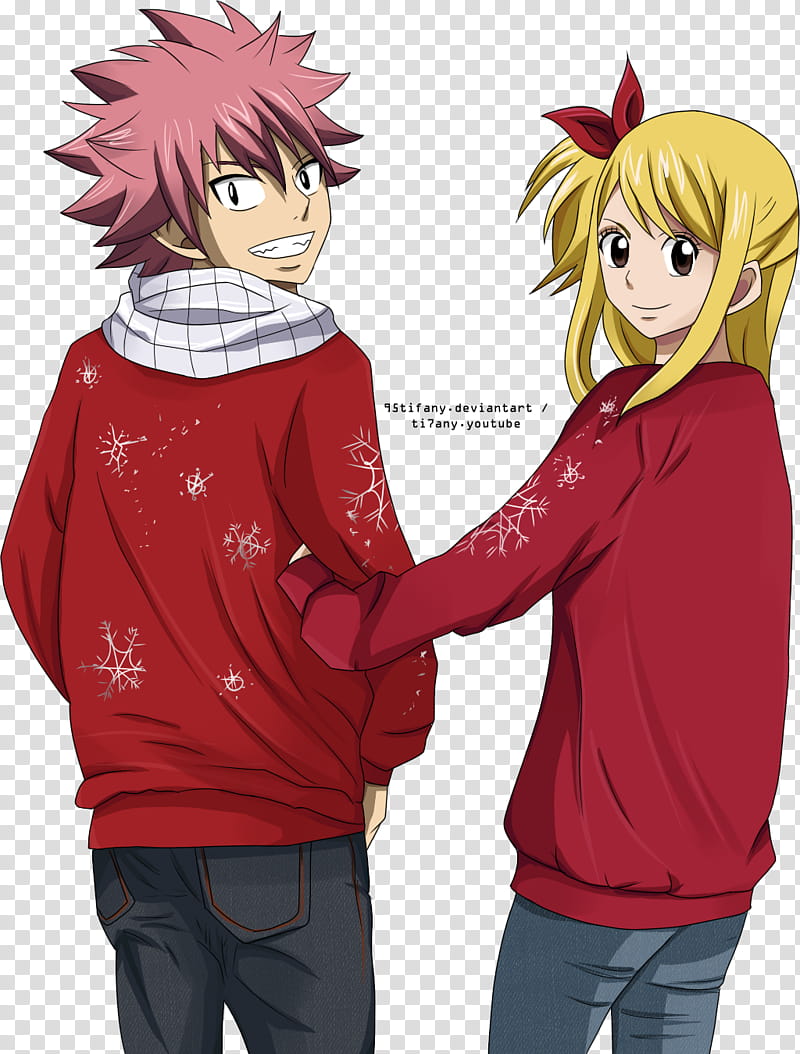 nalu christmas render, Fairy Tail characters illustration transparent background PNG clipart