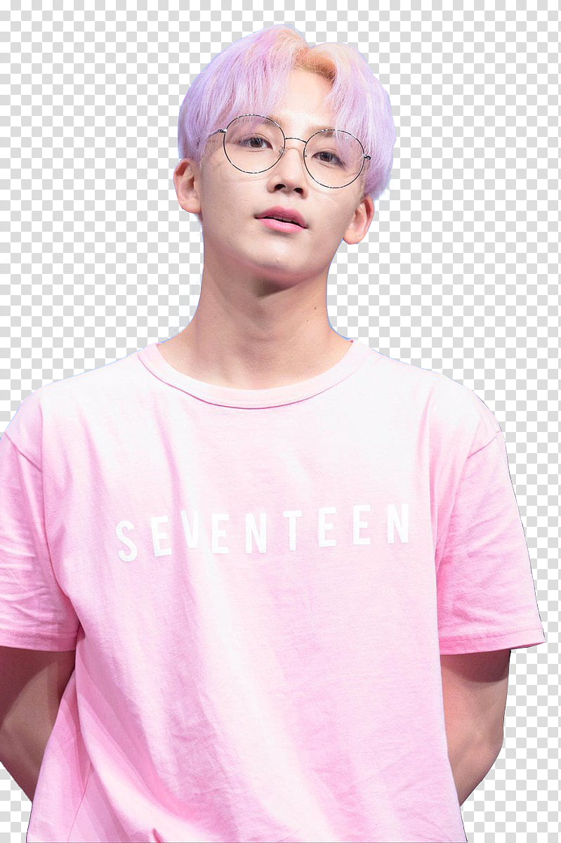 JEONGHAN SEVENTEEN, standing man wearing pink t-shirt transparent background PNG clipart